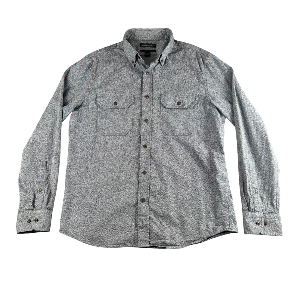 Banana Republic Mens Standard Fit Blue Textured Cotton Button Down Shirt‎ Medium